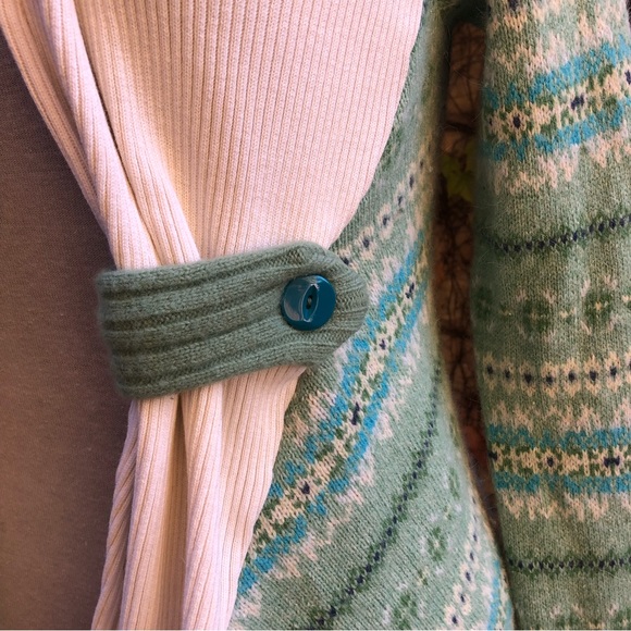 Swish Sweater Cotton Acrylic Upcycled Knit Green Blue Embody Wrap Cardigan Top - Picture 3 of 5
